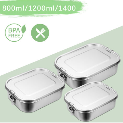 Randaco 800ml+1400ml Brotdose Metall Brotdose Thermobehälter Lunchbox BPA frei Edelstahl