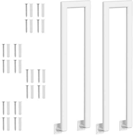 Randaco 85 cm bianco ovale a forma di U ringhiera per scale in ferro corrimano ringhiera, ringhiera in ferro per interni ed esterni universale montata lateralmente