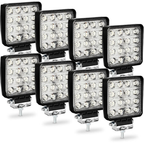 Randaco 8PCS 48W Phare de Travail Carre a Leds DC 12V 24V Quad Camion Bateau Tracteur Offroad Imperméable
