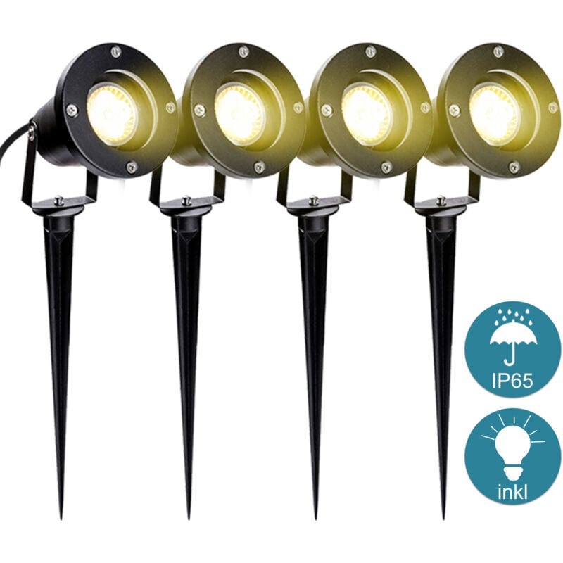 EINFEBEN 4X Spot de jardin LED spot extérieur LED blanc chaud IP65 lumière de jardin 4W GU10 pré pour extérieur pré de jardin