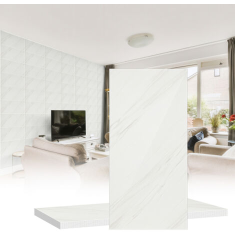 Randaco Adesivi per piastrelle, carta da parati autoadesiva in vinile impermeabile, resistente all'olio, 30 cm x 60 cm Bianco 1,8 m²