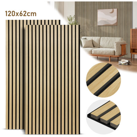 Randaco Akustikpaneel Wandpaneel Moderne Wandpaneele  Akustik HolzwandHolz 2 Paneele MDF Wandpaneele 120x60x2.1cm Hölzern