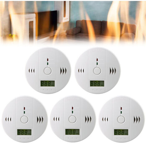 Randaco ALLARME DIVENTATORE CO 5X Monossido di carbonio Rilevatore di fumo Rilevatore di fumo Gaswarner Visualizza il sensore di protezione  del rilevatore di monossido di carbonio CO