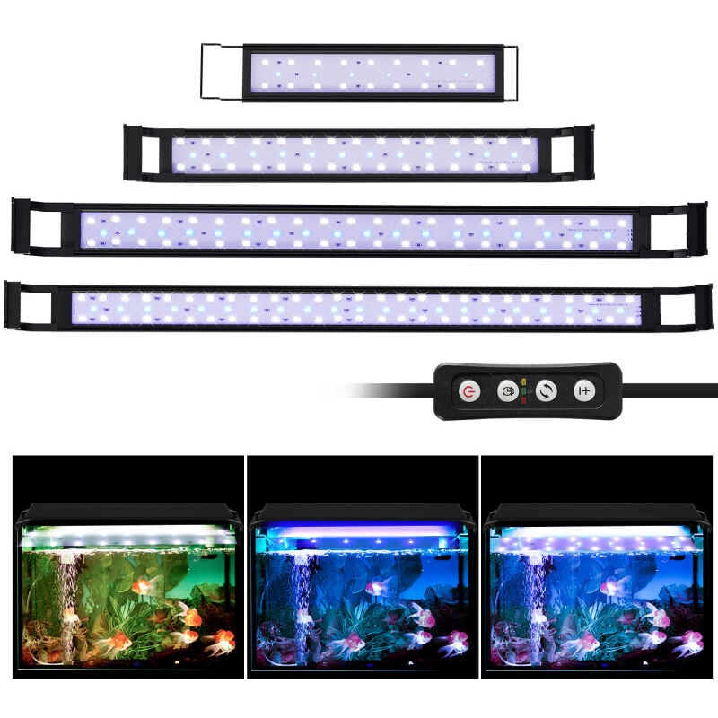 Led éclairage d'aquarium blanc + bleu aquarium à lumière supérieure étanche à l'eau,16W,45-50cm
