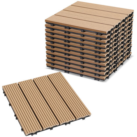 Randaco Azulejos para terraza, juego de 11 piezas para terraza de jardín, antracita, 30 x 30 cm - 1 m²