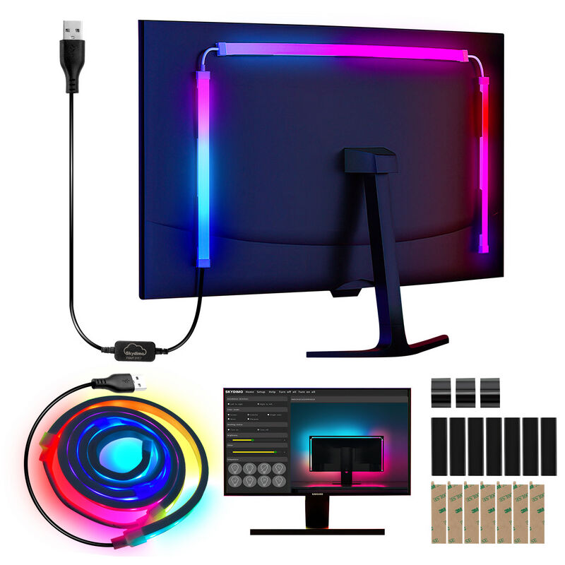 VINGO Bande LED pour bureau de jeu, Bande LED RGBIC pour écran PC 32 pouces, Rétroéclairage PC, Éclairage Led USB avec contrôle App