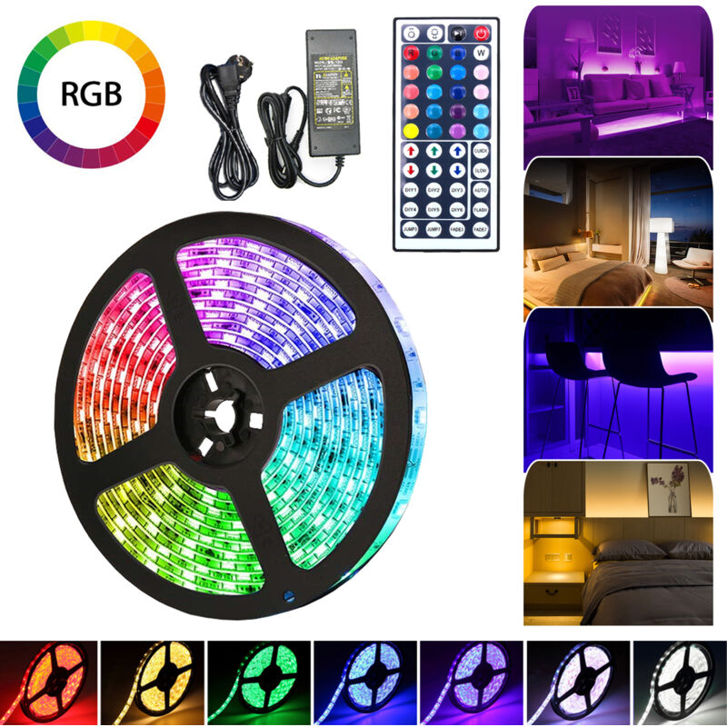 Randaco - 2M 60LEDs Bande led Ruban led Lumineuse 5050 rgb Multicolore Lumières lumineux télécommande ir 44touches