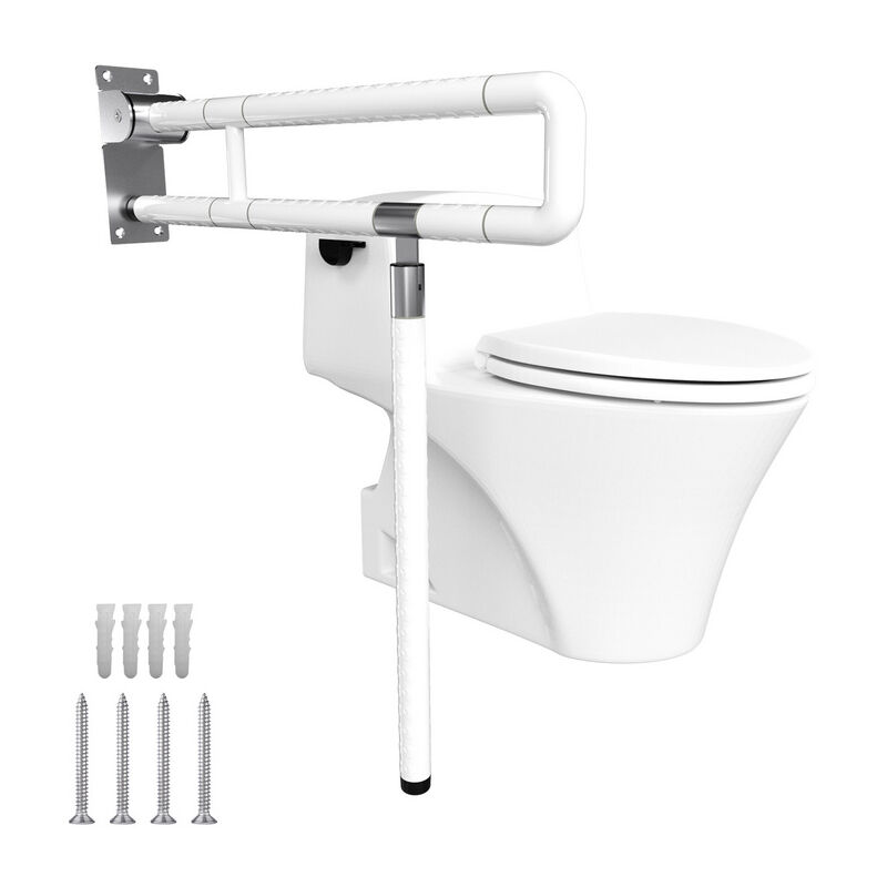 Randaco - Barre d'appui pliable pour toilettes, Barres d'appui Salle de Bains avec poignée antidérapante en acier inoxydable
