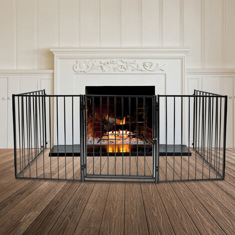 Cancelletto Pieghevole COSTWAY | 6 Pannelli | 380x74.5cm | Per Bambini E Animali | Nero/Bianco - Foto 9