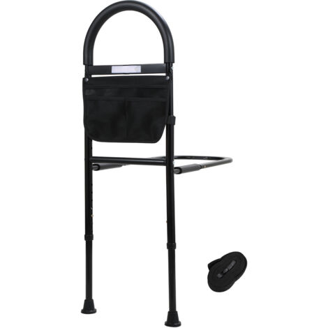 Randaco Barrière de lit Barrière anti-chute pour adultes âgés Poignée de maintien Barrière de lit avec sac de rangement amovible Barrière de lit réglable en hauteur Poignée de lit jusqu'à 150kg