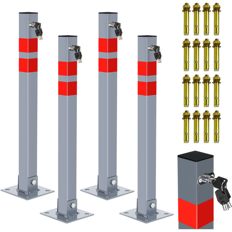 Barrière de parking,4x Set,Barrière de parking pliable universelle,Poteau de délimitation de parking,Chaîne