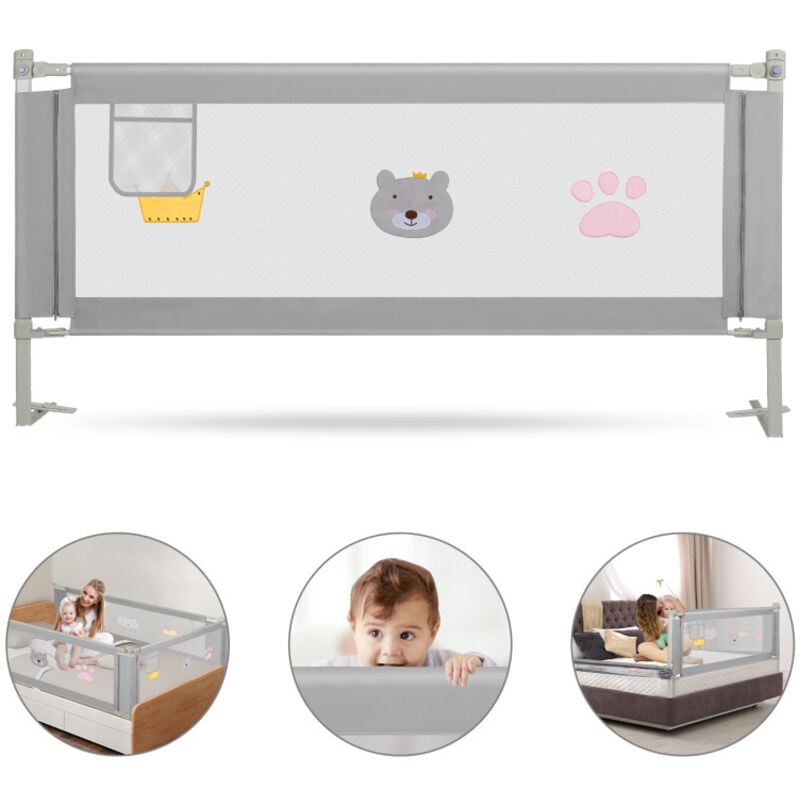 Randaco - einfeben Barrière de Lit Extra-Large de 150 cm Protection de Lit pour Tout-Petit Accessoire de Chambre pour Garçons et Filles Barrière de