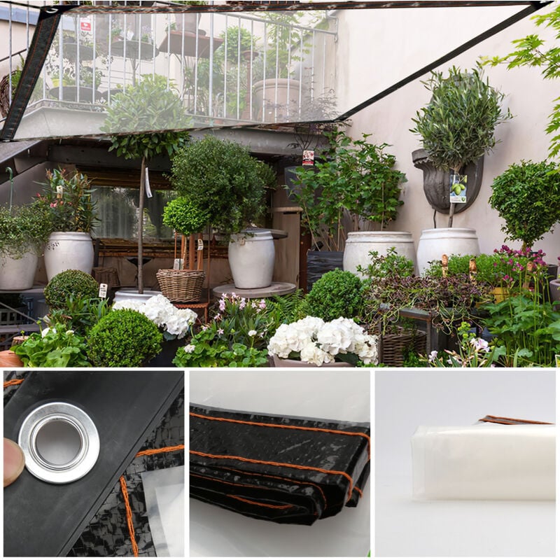 Bâche Transparente imperméable avec œillets-pour Meubles de Jardin-Utilisable en extérieur-Imperméable à la Pluie-Isolation des Plantes-Résistant 3x3m
