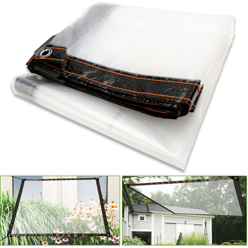 Bâche Transparente Imperméable avec Oeillets et Corde Bâche de Protection Bâche Extérieure Imperméable Bâches pour Abri de Balcon Jardin 2x5m