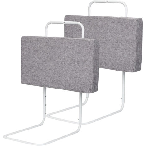 Randaco Bettgitter Bettschutzgitter 100cm Rausfallschutz für Kinder Höhenverstellbar Kinderbettgitter für Bett 5-Loch Verstellbare Seitenschutz 2 Stück Grau