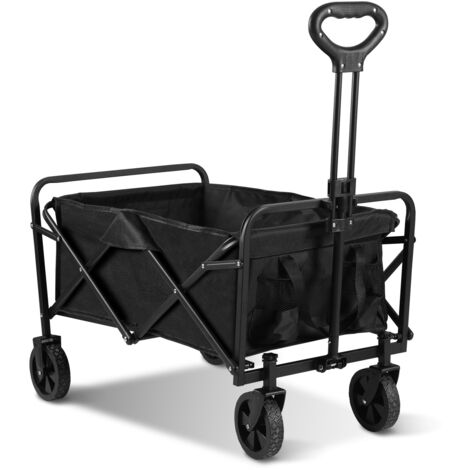 Randaco Bollerwagen Faltbar, Für Camping Einkaufen, Belastbar Bis 80kg, Handwagen, Faltwagen 360 ° Drehbar 2 Netztaschen klappbarer bollerwagen