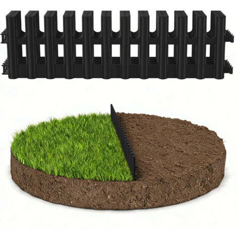 Bordo Per Prato Pullmer In Plastica – 9 Metri X 25 Cm, Nero, Per Aiuole E Giardini, Flessibile E Resistente Alle Intemperie - 6