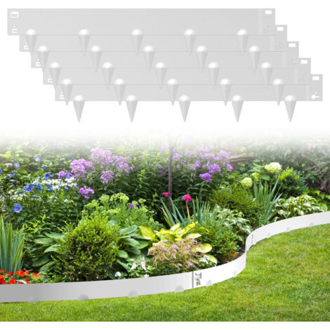 Randaco Borduras de jardín con consejos DIY Cercado de césped Plata de metal galvanizado Cercado de camino Cercado de césped Plata 100x18cm 25m