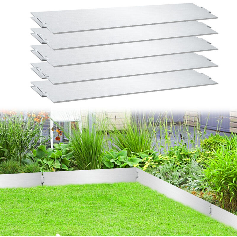 Randaco Bordure de jardin Bordure de pelouse Bordure de gazon Galvanisé Métal Bordure de chemin Bordure de parterre 100x15cm 25m