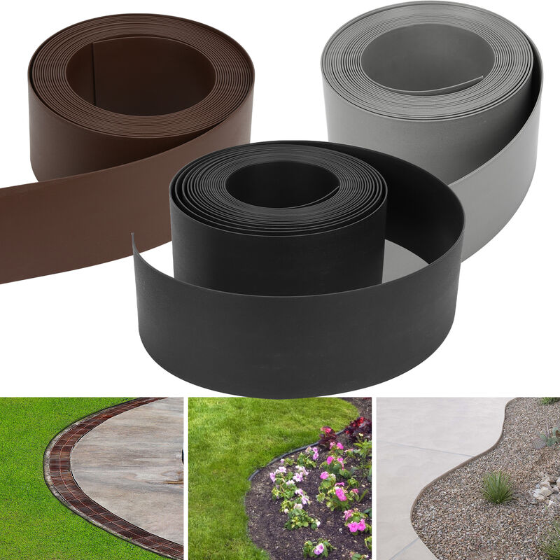 Randaco - Hengda Bordure de jardin Bordure de pelouse flexible Bordure de lit en plastique dur Bordure de tonte Jardinage 25mx14cmx2mm Noir