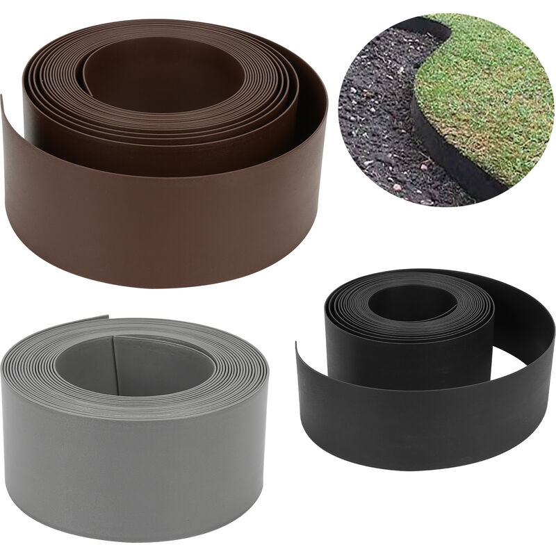 Randaco - Hengda Bordure de jardin Bordure de pelouse flexible Bordure de lit en plastique dur Bordure de tonte Jardinage 10mx14cmx2mm marron