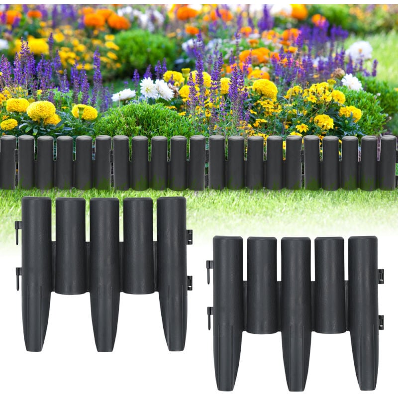 Bordure de pelouse 40 pièces 11,2 m bordure de lit clôture décorative bordure de pelouse en pp, anthracite
