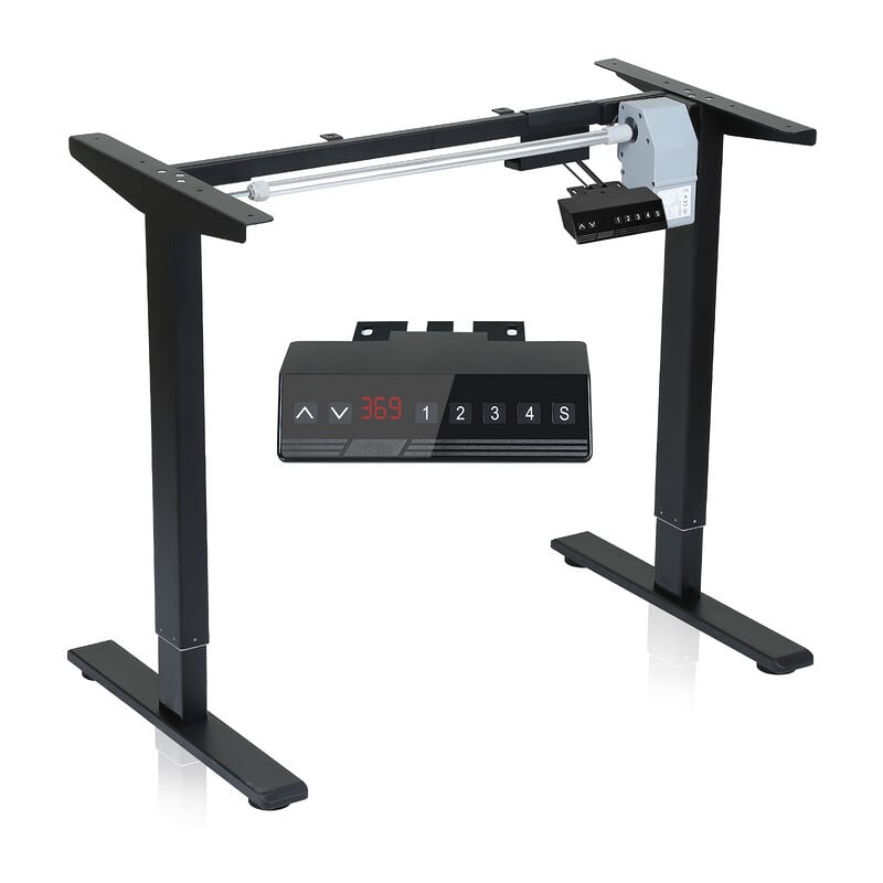 Einfeben - Bureau réglable en hauteur, électrique, cadre de table, table à colonne télescopique, peut supporter jusqu'à 80 kg, noir