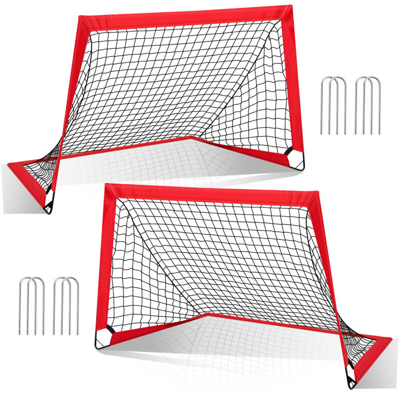Randaco - swanew But de Football Lot de 2 pcs Pliable Filet de football Mini Cage de football pour enfants 120 x 90 x 90 cm