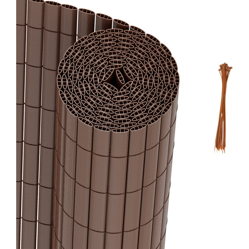 Randaco - swanew Canisse en pvc Occultant Cloture, pour le jardinet balcon clôture brise-vent, Intimité, avec Serre-Câbles Marron 80 x 400cm