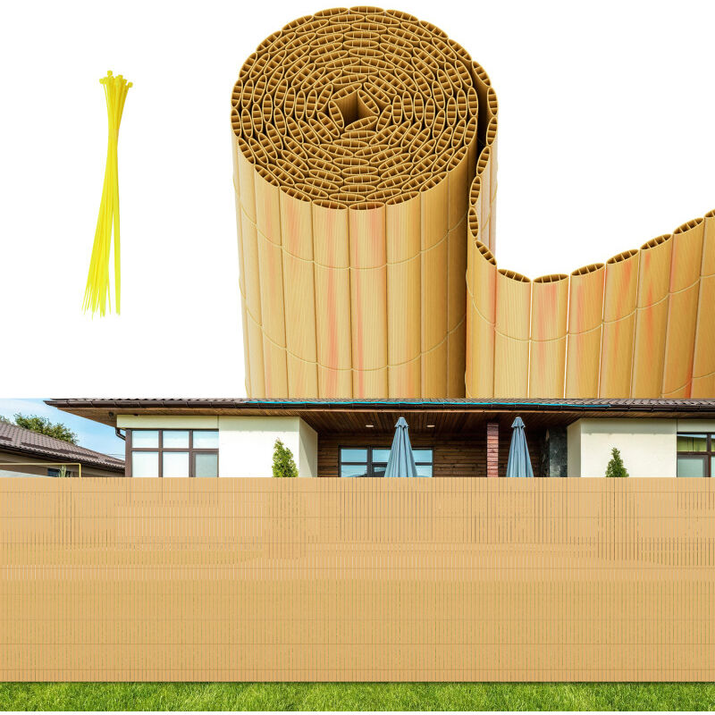Wolketon - einfeben Canisse en PVC,Brise-vue en pvc Clôture d'intimité Protection de Visibilité Résistant uv et aux intempéries,Bambou 160x400cm