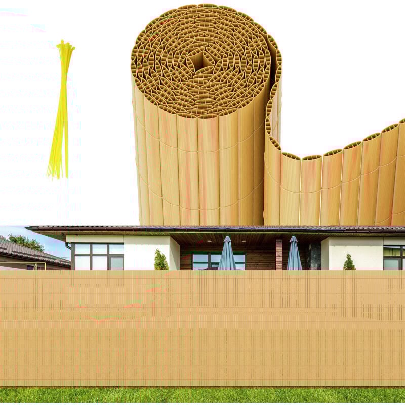 Wolketon - einfeben Canisse en PVC,Brise-vue en pvc Clôture d'intimité Protection de Visibilité Résistant uv et aux intempéries,Bambou 80x400cm