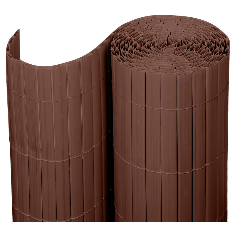 Swanew Canisse en pvc pour le jardin, Balcon ou terrasse Double face, Balcon clôture brise-vent, Occultant Cloture, Marron 180 x 400cm