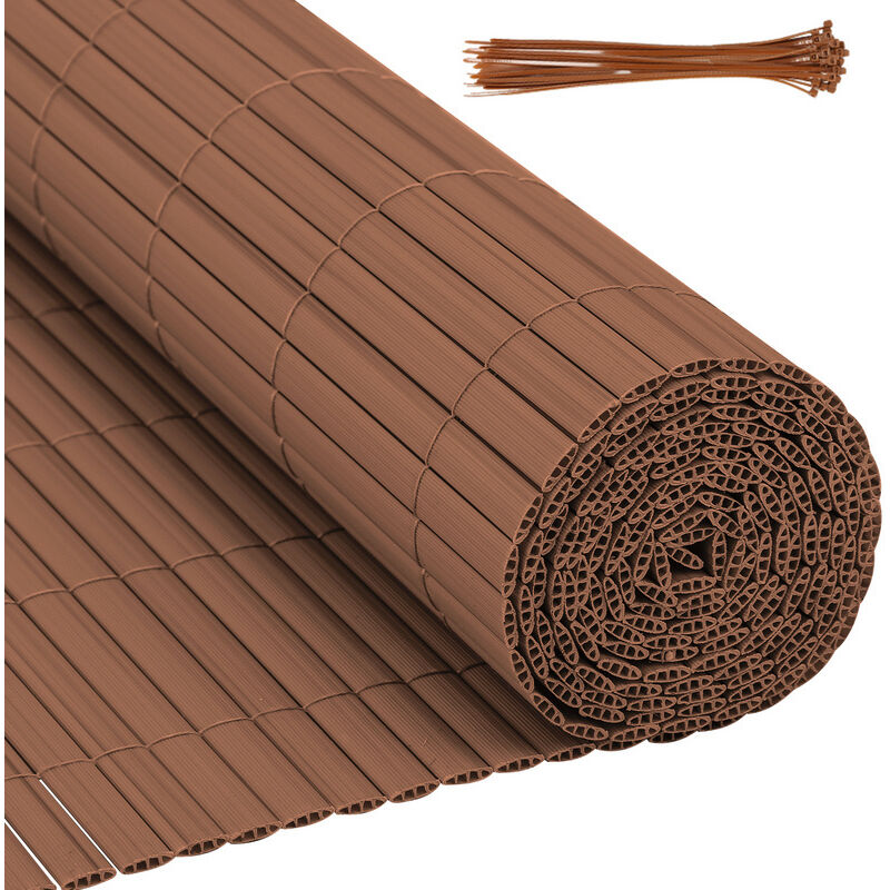 Swanew Canisse pvc, Brise Vue pour Jardin, Balcon et Terrasse, Occultant Cloture, Résistant aux Intempéries, Intimité,avec Serre-Câbles,Marron,140 x