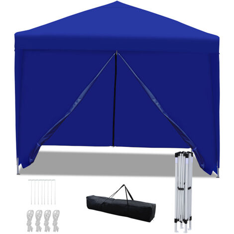 Randaco Carpa de jardín plegable de 3 x 3 m, impermeable y resistente a los rayos UV, con bolsa de transporte azul.