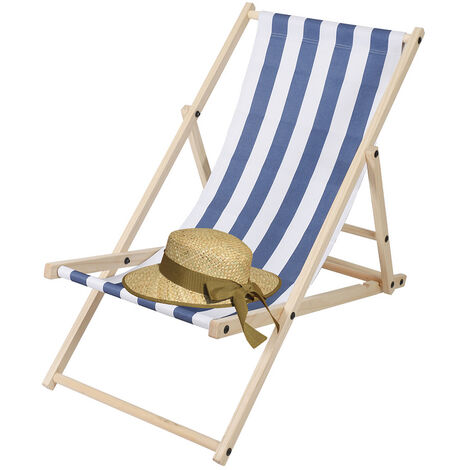 Randaco Chaise longue Relax chaise solaire 120kg Chair Chaise confortable pliable en bois