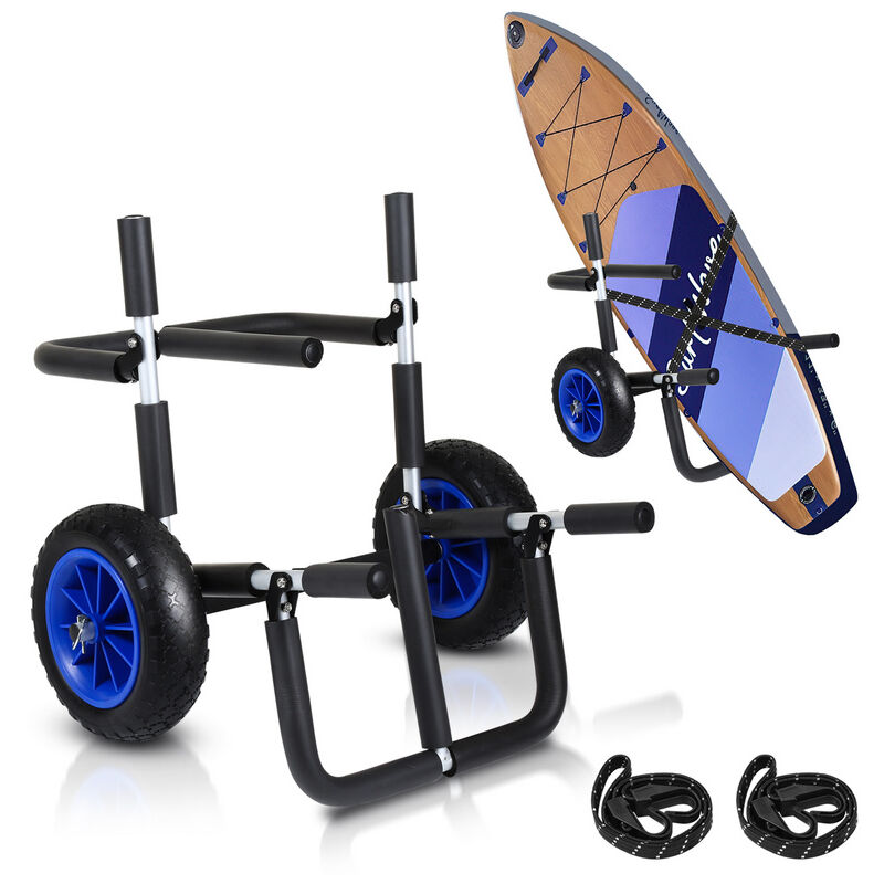 Chariot de transport pour planche sup simple ou double Stand Up Paddle Board Planche de surf pliable Rembourré 2 sangles de sécurité