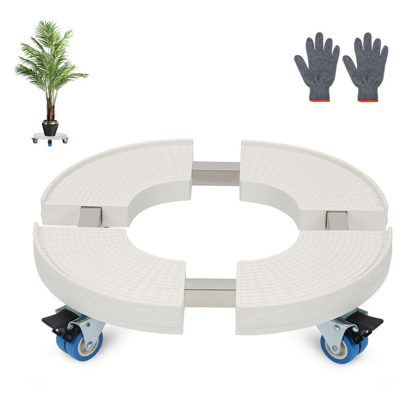 Randaco - Chariot à plantes Planche à roulettes Chariot à fleurs en plastique, réglable max 300kg, rond