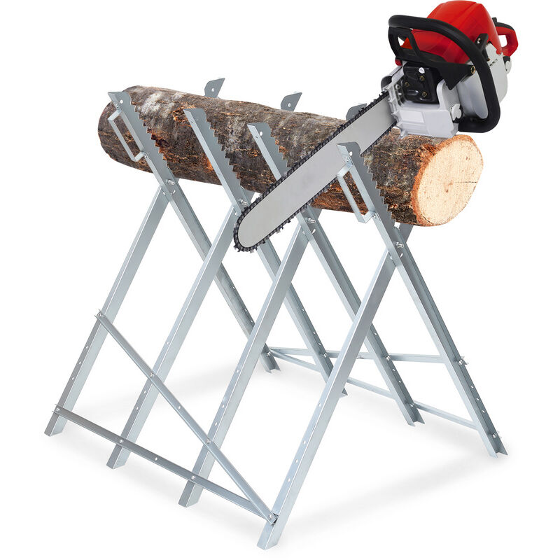 Chevalet de sciage Capacité de charge 150kg en bois galvanisé pliable à chaîne en bois pour tronçonneuse ou scie à main - Randaco