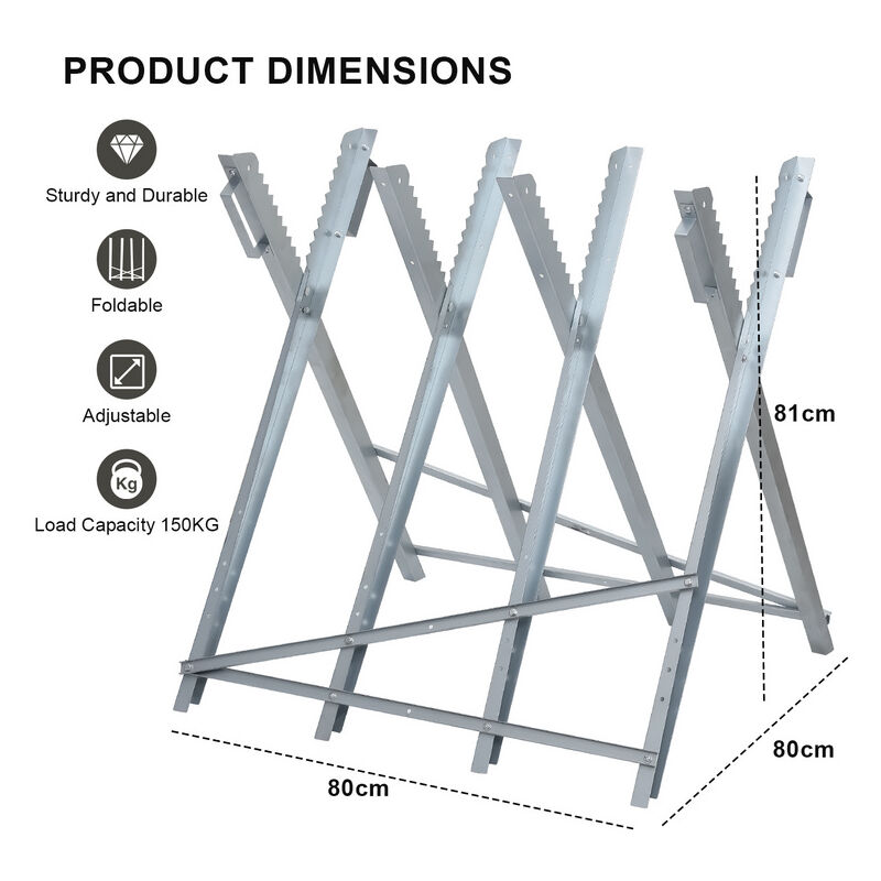 Chevalet de sciage en acier galvanisé - avec dents 150kg - pliable 4 tréteaux - Randaco