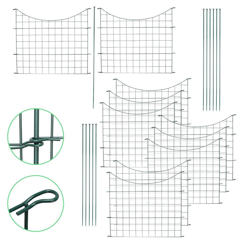 EINFEBEN Clôture d'étang Clôture de jardin Clôture à emboîter Clôture métallique Portillon 22pcs Portail de jardin