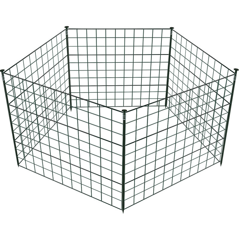 Clôture d'étang, clôture de jardin en métal, enclos extérieurs, clôture, 11 pièces, 5 éléments de clôture et 6 barres de fixation (droit) - Randaco