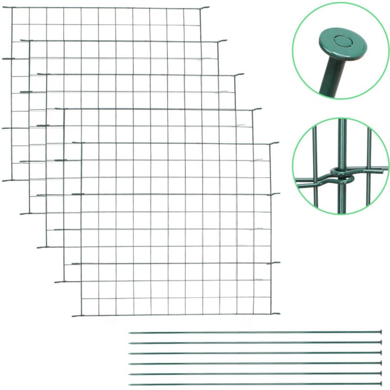 Einfeben Clôture d'étang Arc supérieur 11pcs Set éléments de clôture Clôture de jardin Fil de fer