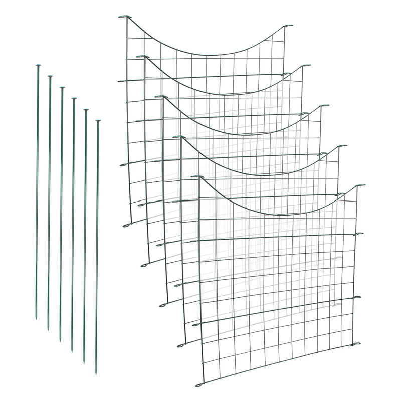 Randaco - Clôture d'étang Portail de jardin Enclos pour animaux Clôture de camping Protection d'arbre Clôture à barreaux Clôture de jardin 11pcs.