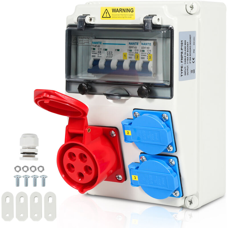 Coffret De Chantier distributeur de courant mural avec disjoncteur , répartiteur électrique 1X16A 2x230V mit ls - Randaco