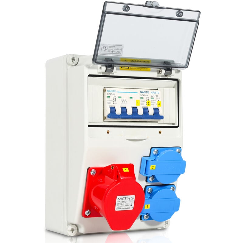 Coffret De Chantier distributeur de courant mural avec disjoncteur , répartiteur électrique 1X16A 2x230V mit ls - Randaco