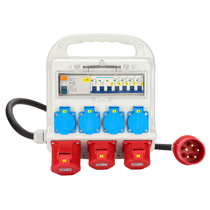 Einfeben Coffret De Chantier distributeur de puissance 2 x cee 400V / 16A 5 broches 1 x cee 400V / 32A 5 broches 4 x 230V (Schuko) double trou