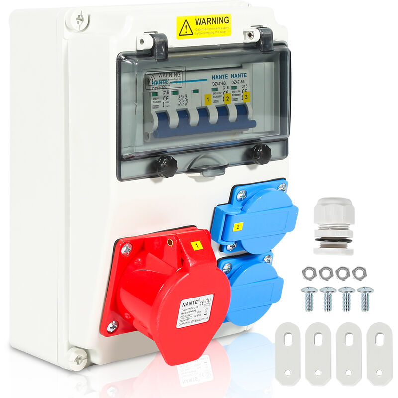 Vingo Coffret de Chantier Monophase Repartiteur de Courant Mural Coffret Electrique de Chantier 1X16A 2x230V mit ls