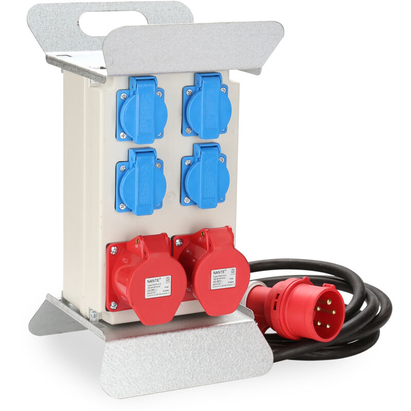 Randaco - swanew Coffret de Chantier Monophase Repartiteur de Courant Mural Coffret Electrique de Chantier 16A 2x400V 4x230V Schuko