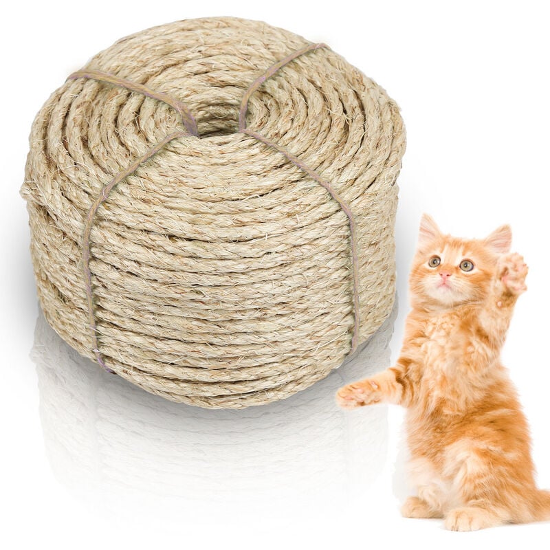 Image of Corda di sisal naturale per il graffio del gatto Alberi di gatto pilastro fai da te Giardino e Home Decor 3000x0.8cm - Hengda