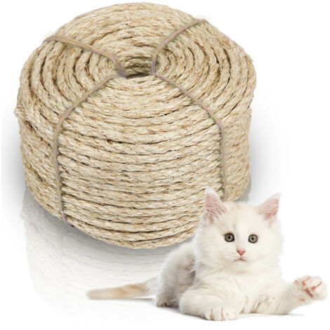 Randaco Corde en sisal Naturelle, Jouets en Sisal,griffoir Chats,Protéger Les Chats, broyer Les Jouets à Griffes Ramper Les matériaux 30000mmx8mm